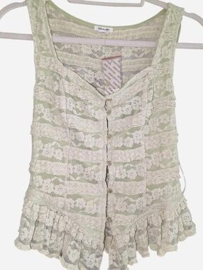 Urban Outfitters Kimchi Blue Ruffled Lace Button-Front Bustier Top